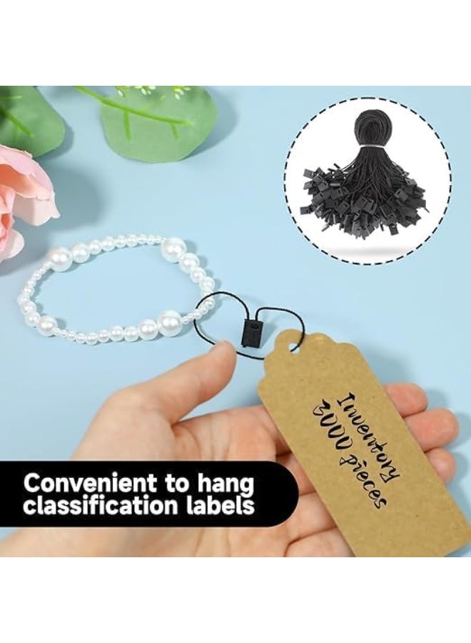 خيط لتعليق الملابس وشنط الهدايا وبطاقات الاسعار والاحذية، حلقة قفل بمشبك وخطاف، حبل للاحزمة، مربعات الجيب، ملحقات ملصقات الامتعة، 1000 قطعه من النايلون مقاس17سم (الاسود) - Image 5